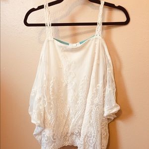 Cold shoulder lacy blouse
